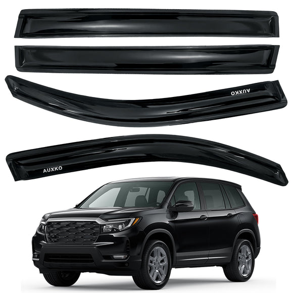 AUXKO Rain Guards for Honda Passport 2019-2025, Window Vent Visors Accessory - Tape-On Rain Guard Window Visor for Honda Passport, Easy Install Car Side Window Wind Deflectors & Visors Smoke Black