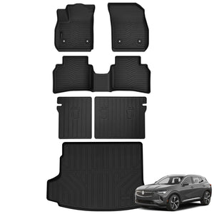Auxko All Weather Floor Mats Cargo Mat with Backrest Mat Fit for Buick Envision 2021-2025 2026 TPE Liners Accessories All Season Guard Odorless Anti-Slip Black