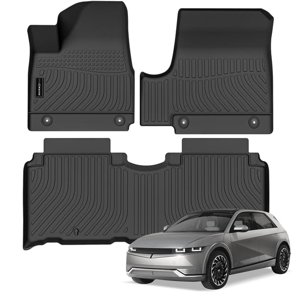 Auxko All Weather Floor Mats Compatible with Hyundai IONIQ 5 2022-2024 with Unmoveable Console(Not Limited) TPE Rubber Liners All Season Guard Odorless Anti-Slip Mats