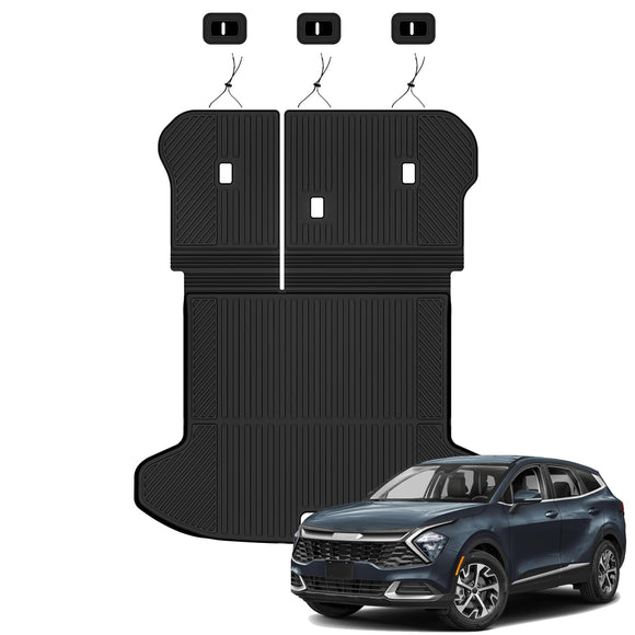 Auxko All Weather Cargo Mat with Backrest Mat Fit for Kia Sportage 2023-2026 TPE Cargo Tray Accessoris All Season Guard Odorless Anti-Slip Trunk Liner with Back Seat Protector for Kia Sportage Black