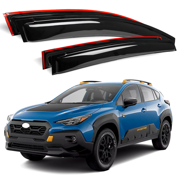 AUXKO Window Rain Guard for Crosstrek 2024-2025 & Impreza Hatchback 2024-2025 Outside Tape-On Shatterproof Sun Smoke Guard Vent Visor Side Wind Deflectors Accessories Smoke Black