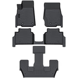 Auxko All Weather 3 Row Floor Mats for Jeep Grand Cherokee L 2021-2024 2025 6 Seat(2nd Row Bucket Seat Without Center Console) TPE Floor MatS Liners Black