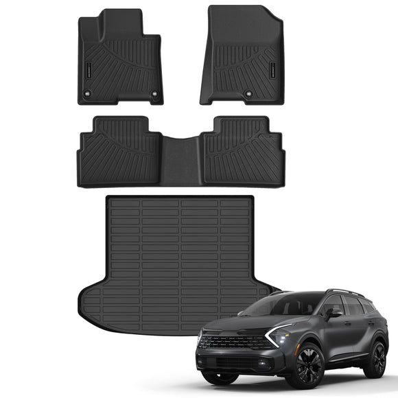 Auxko All Weather Floor Mats Cargo Mat Fit for Kia Sportage PHEV 2025 2024 2023 TPE Floor Liner Trunk Mat Sportage Accessories All Season Odorless Anti-Slip Black