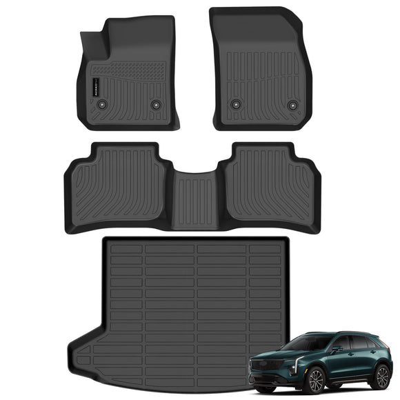 Auxko All Weather Floor Mats Cargo Mat Fit for Cadillac XT4 2019-2025 TPE Liners Accessories Odorless Anti-Slip Floor Mats Cargo Mat for Cadillac XT4 2024 2023 2022 2021 2020 2019