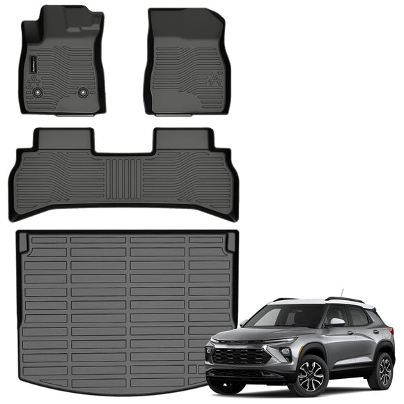 Auxko All Weather Floor Mats Cargo Mat Fit for Chevrolet Chevy Trailblazer FWD 2026 2025 2024 2023 2022 2021 TPE Floor Liner Trunk Mat Trailblazer Accessories All Season Odorless Anti-Slip Black