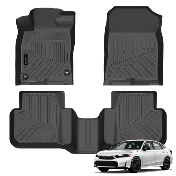 Auxko All Weather Floor Mats Fit for Honda Civic Hybrid 2026 2025 TPE Liners Accessories All Season Guard Odorless Anti-Slip Floor Mats for Honda Civic Hybrid 2025 Black