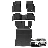 Auxko All Weather Floor Mats & Cargo Mat & Backrest Mat Fit for Jeep Grand Cherokee L 7 Seat (2nd Row Bench Seat) 2025-2021 Liner Trunk Mat Accessories Odorless Black