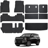 Auxko All Weather Floor Mats Cargo Mat with Backrest Mat Fit for 2025 Nissan Armada 8 Seats TPE Liners Accessories Guard Odorless Anti-Slip Floor & Cargo Liners for Nissan Armada 2nd Row Bench Seat