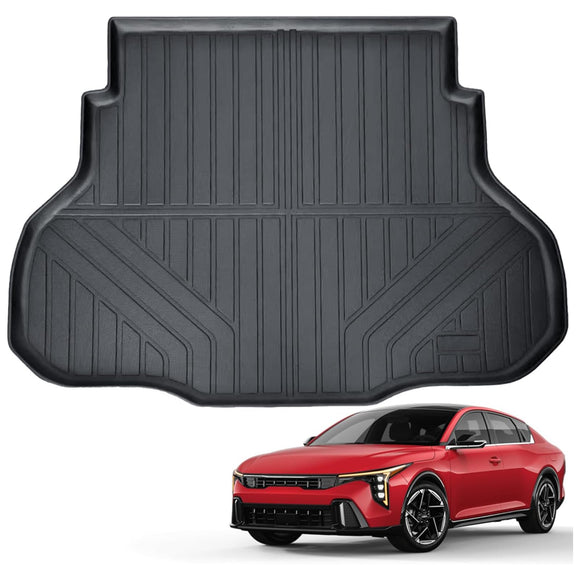 Auxko All Weather Cargo Liner Fit for Kia K4 Sedan 2025 TPE Mat Accessories for Kia K4 Sedan 2025 All Season Guard Odorless Anti-Slip Cargo Mat Black