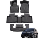 Auxko All Weather Floor Mats Fit for Ford Explorer 2020-2024 2025 6 Seat TPE Rubber Liners Set Explorer Accessories All Season Guard Odorless Anti-Slip 3 Row Floor Mats