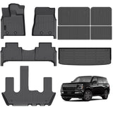 Auxko All Weather Floor Mats Cargo Mat with Backrest Mat Fit for 2025 Nissan Armada 7 Seats TPE Liners Accessories Guard Odorless Anti-Slip Floor & Cargo Liners for Nissan Armada 2nd Row Bucket Seat