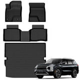 Auxko All Weather Floor Mats Cargo Mat for Mitsubishi Outlander PHEV 2025 2024 2023 TPE Liners Accessories Guard Odorless Anti-Slip Floor Liners & Trunk Liner