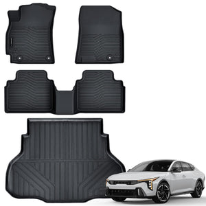 Auxko All Weather Floor Mats Cargo Mat Fit for 2025 Kia K4 Sedan TPE Liners Accessories for Kia K4 Sedan 2025 All Season Guard Odorless Anti-Slip Floor Mats Cargo Liner