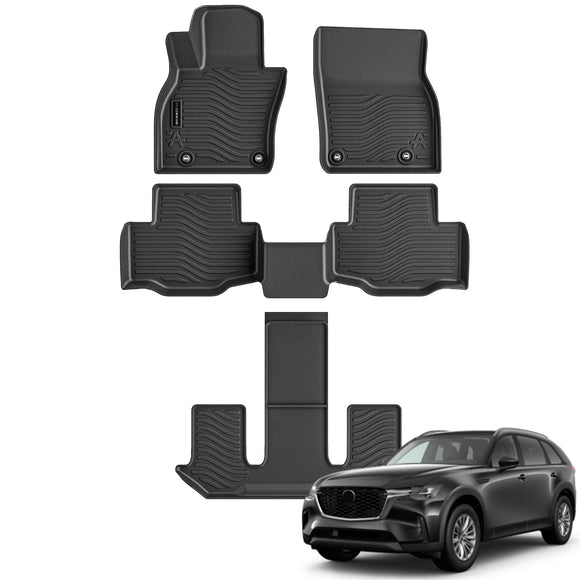 All Weather Floor Mats Fits for Mazda CX-90(Include PHEV) 2024 2025 6&7 seat 3 Rows TPE Rubber Liners Accessoires for Mazda CX90 2024 2025 All Season Guard Odorless Anti-Slip Mats