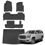 AUXKO All Weather Floor Mats & Cargo Mat for Chevrolet Suburban & GMC Yukon XL 8 Seat 2025 2024 2023 2022 2021 Chevy Suburban Accessories Odorless Anti-Slip Liner Black