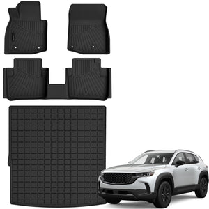 Auxko All Weather Floor Mats Cargo Mat for Mazda CX-50 Hybrid 2025 TPE Liners All Season Accessories Guard Odorless Anti-Slip Floor Liners Trunk Tray for Mazda CX50 Hybrid 2025