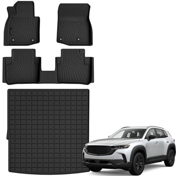 Auxko All Weather Floor Mats Cargo Mat for Mazda CX-50 Hybrid 2025 TPE Liners All Season Accessories Guard Odorless Anti-Slip Floor Liners Trunk Tray for Mazda CX50 Hybrid 2025