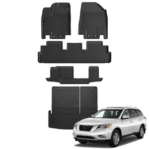 Auxko All Weather Floor Mats Cargo Mat Back Seat Mat Fit for Nissan Pathfinder 8 Seat 2025 2024 2023 2022 TPE Floor Liner Trunk Mat Pathfinder Accessories All Season Odorless Anti-Slip Black