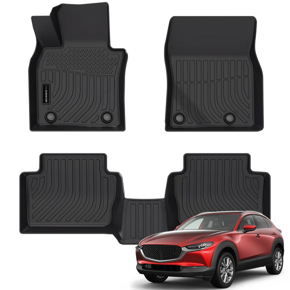 Auxko All Weather Floor Mats Fit for Mazda CX-30 AWD & FWD 2020-2024 2025 TPE Liners Accessories All Season Guard Odorless Anti-Slip Floor Mats for Mazda CX-30 2025 2024 2023 2022 2021 2020 Black