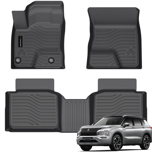 Auxko All Weather Floor Mats Fit for Mitsubishi Outlander PHEV 2023 2024 2025 TPE Rubber Liners Outlander PHEV Accessories All Season Guard Odorless Anti-Slip Floor Mats