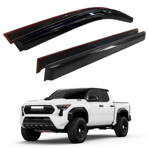 AUXKO Rain Guards for 2024-2026 Toyota Tacoma Double Cab, Easy-to-Install Rain Guards for Car Window - Out-Channel Vent Visors Accessories for Truck, Side Window Wind Deflectors & Visors