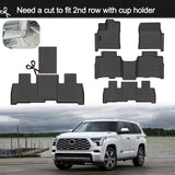 Auxko All Weather Floor Mats Fit for Toyota Sequoia 2023 2024 2025 TPE Rubber Liners Set Sequoia Accessories All Season Guard Odorless Anti-Slip Floor Mats