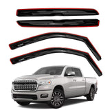 AUXKO in Channel Rain Guards for Ram 1500 Crew cab 2019-2025, 4Pcs Window Vent Visors Accessories Rain Guard Window Visors, Easy Install Car Side Window Wind Deflectors & Visors for Truck Black