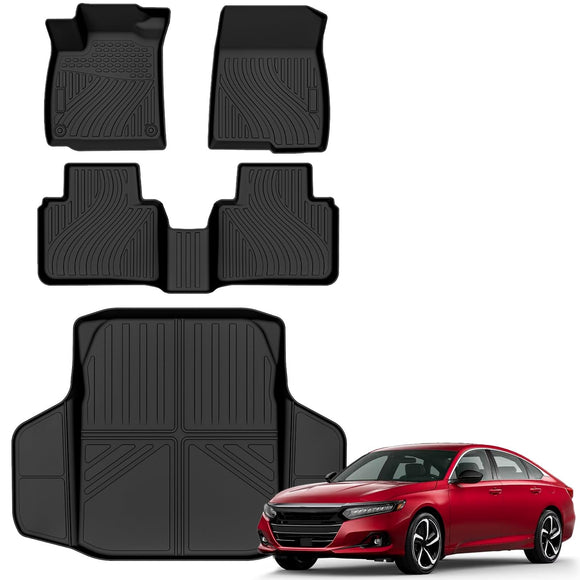Auxko All Weather Floor Mats Cargo Mat for Honda Accord 2018-2022 TPE Liners Accessories Guard Odorless Anti-Slip All Season Floor Liners Trunk Liner for Honda Accord 2022 2021 2020 2019 2018