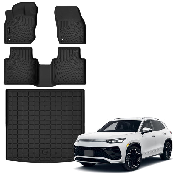 Auxko All Weather Floor Mats Cargo Mat for Volkswagen Tiguan 2025 2026 TPE Liners All Season Accessories Guard Odorless Anti-Slip Floor Liners Trunk Tray for Volkswagen Tiguan 2025 2026