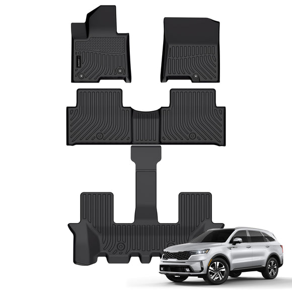 Auxko All Weather Floor Mats Fit for Kia Sorento Hybrid 2025 2024-2021(Include PHEV 22-25) TPE Rubber Liners Sorento Hybrid Accessories Set All Season Odorless Anti-Slip Floor Mats