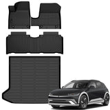 Auxko All Weather Floor Mats Cargo Mat for Hyundai IONIQ 5 SE SEL 2025 Unmovable Console Model TPE Liners All Season Accessories Guard Odorless Anti-Slip Floor Liners Trunk Tray for IONIQ 5 2025