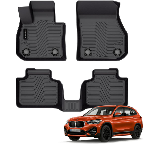 Auxko All Weather Floor Mats Fit for BMW X1 2023 2024 2025 TPE Rubber Liners X1 Accessories Set All Season Guard Odorless Anti-Slip Floor Mats