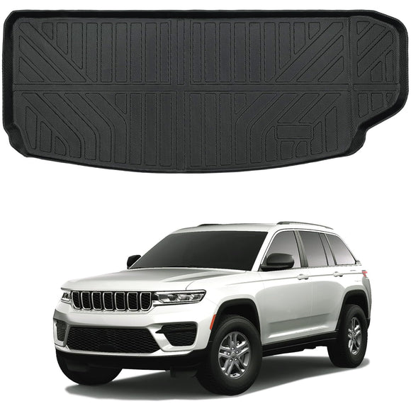 All Weather Cargo Mat Fit for Jeep Grand Cherokee L 2025 2024 2023 2022 2021 TPE Trunk Liner Accessories All Season Odorless Anti-Slip Black