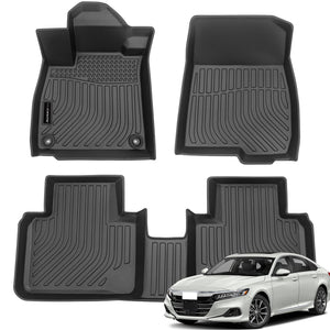 Auxko All Weather Floor Mats Fits for Honda Accord 2018-2022 TPE Rubber Liners Accessoires for Accord 2018-2022 All Season Guard Odorless Anti-Slip Mats for 1st & 2nd Row