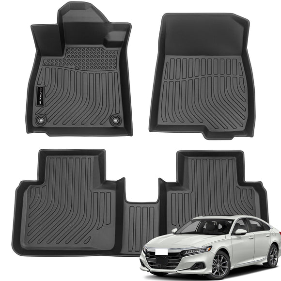 Auxko All Weather Floor Mats Fits for Honda Accord 2018-2022 TPE Rubber Liners Accessoires for Accord 2018-2022 All Season Guard Odorless Anti-Slip Mats for 1st & 2nd Row