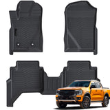 Auxko All Weather Floor Mats Fit for Ford Ranger 2025 2024 TPE Rubber Liners Set Ranger Accessories All Season Guard Odorless Anti-Slip Floor Mats