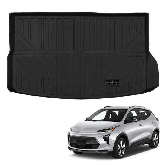 Auxko All Weather Cargo Mat Fit for Chevrolet Bolt EUV 2025 2024 2023 2022 TPE Trunk Mat Liner Accessories All Season Odorless Anti-Slip Black