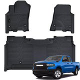 AUXKO All Weather Floor Mat Fit for 2025 2026 Dodge Ram 1500 Crew Cab 5 Seat 2nd Row Without Under Seat Storage Box TPE Liner Accessories All Season Guard Odorless Anti-Slip Black