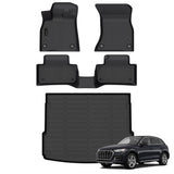 Auxko All Weather Floor Mats Cargo Mat Fit for Audi Q5 SQ5 (Include Sportback) 2025 2024-2018 TPE Rubber Liners Set All Season Guard Odorless Anti-Slip Floor Mats Cargo Liner Black