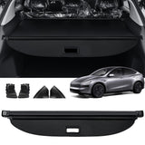 AUXKO Retractable Cargo Cover for Tesla Model Y Juniper 2026, Trunk Cover Luggage Security Shade Cover for 2026 Tesla Model Y Juniper Shielding Shade Anti-Peeping Luggage Privacy Screen, Carbon Fiber