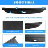 AUXKO 3rd Row Installation Retractable Cargo Cover for Dodge Durango 2024-2011(Not for R/T), Trunk Cargo Cover Security Shade Cover Shielding Anti-Peeping Luggage Privacy Screen, Carbon Fiber