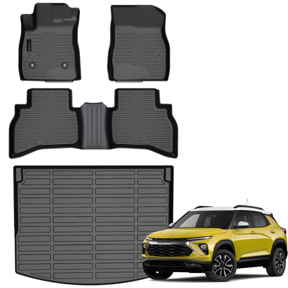 Auxko All Weather Floor Mats Cargo Mat Fit for Chevrolet Chevy Trailblazer AWD 2026 2025 2024 2023 2022 2021 TPE Floor Liner Trunk Mat Trailblazer Accessories All Season Odorless Anti-Slip Black