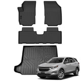 AUXKO All Weather Floor Mat & Cargo Mat Fit for GMC Terrain & Chevrolet Equinox 2018-2024 TPE Rubber Liners Accessories All Season Guard Odorless Anti-Slip Liner Black