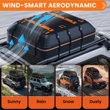 AUXKO 15 Cubic Ft Waterproof Rooftop Cargo Carrier for Truck Bed & All Vehicles with/without Roof Rack, Foldable Roof Bag with 6 Adjustable Bungee Straps, Combination Lock, Anti-Slip Mat, 6 Door Hooks