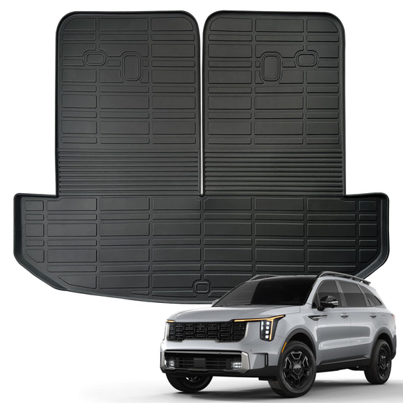 Auxko All Weather Cargo Mat & Back Seat Protector Fit for Kia Sorento(Include Hybrid & PHEV) 2021-2025 TPE Rubber Trunk Liner Accessory Odorless Anti-Slip Black