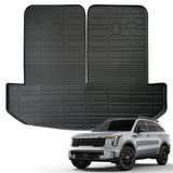 Auxko All Weather Cargo Mat & Back Seat Protector Fit for Kia Sorento(Include Hybrid & PHEV) 2021-2025 TPE Rubber Trunk Liner Accessory Odorless Anti-Slip Black