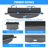 AUXKO Retractable Cargo Cover for Toyota Highlander 2025-2020 No Gap, Trunk Cargo Cover Luggage Security Shade Cover for 2025 2024 Highlander Shielding Anti-Peeping Luggage Privacy Screen Carbon Fiber