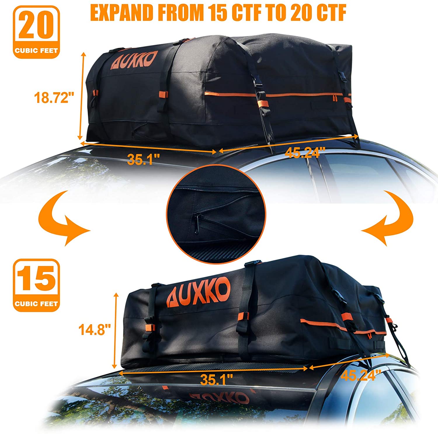 Stdy 20 cubic feet rooftop cargo top carrier bag online