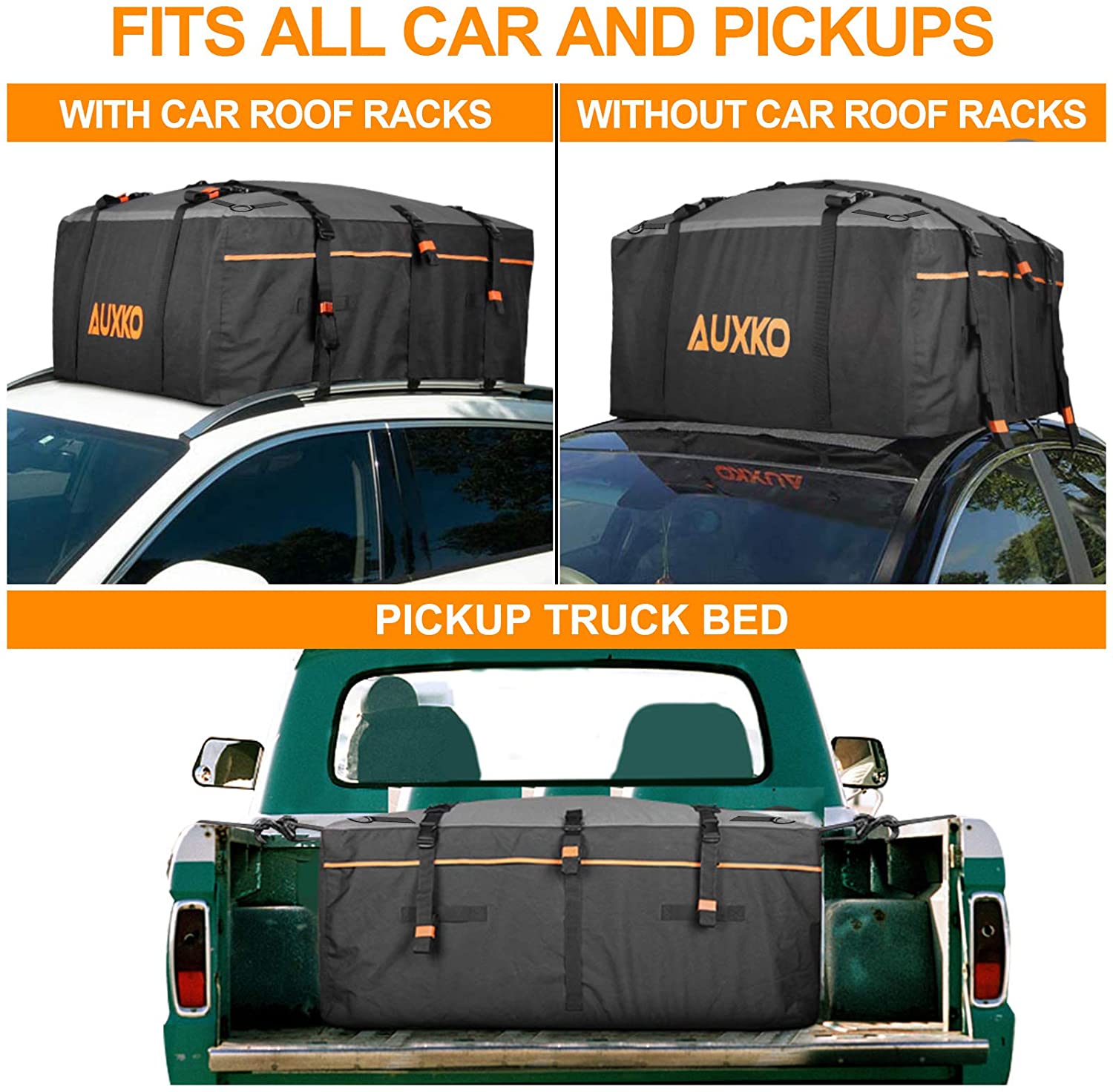 20 Cubic Feet Rooftop Cargo Carrier Roof Bag Waterproof Car Soft Roof Top  Carrier Luggage Bag Storage Fits All Cars with/Without Rack 