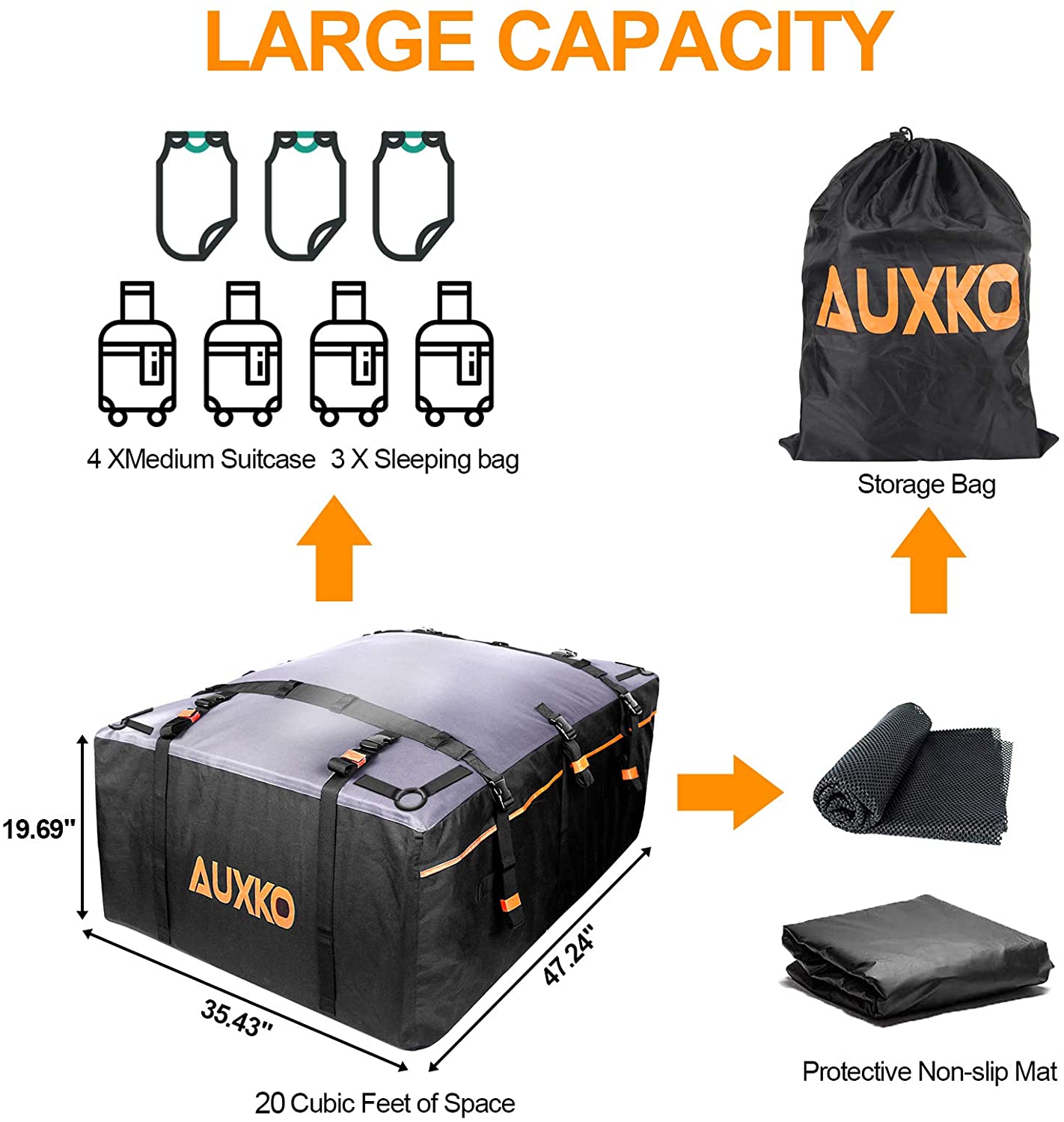 20 Cubic Ft Car Roof Bag - AUXKO.com – Auxko